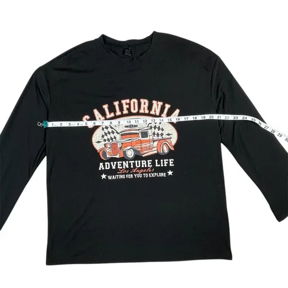 Shein Black Long Sleeve Graphic Tee California Adventure Life, Size Small EUC - Picture 7 of 7